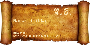 Mancz Britta névjegykártya